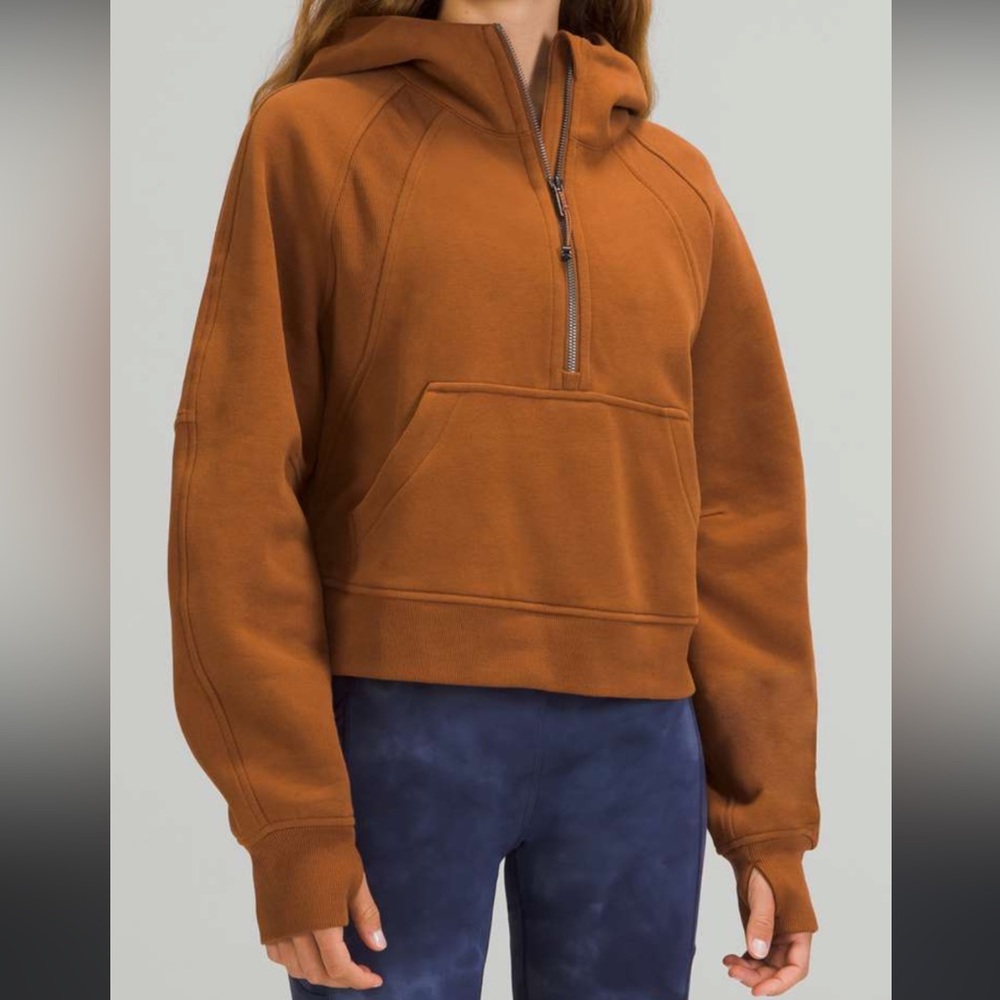 Half zip oversized hoodie scuba jacket Copper Brown